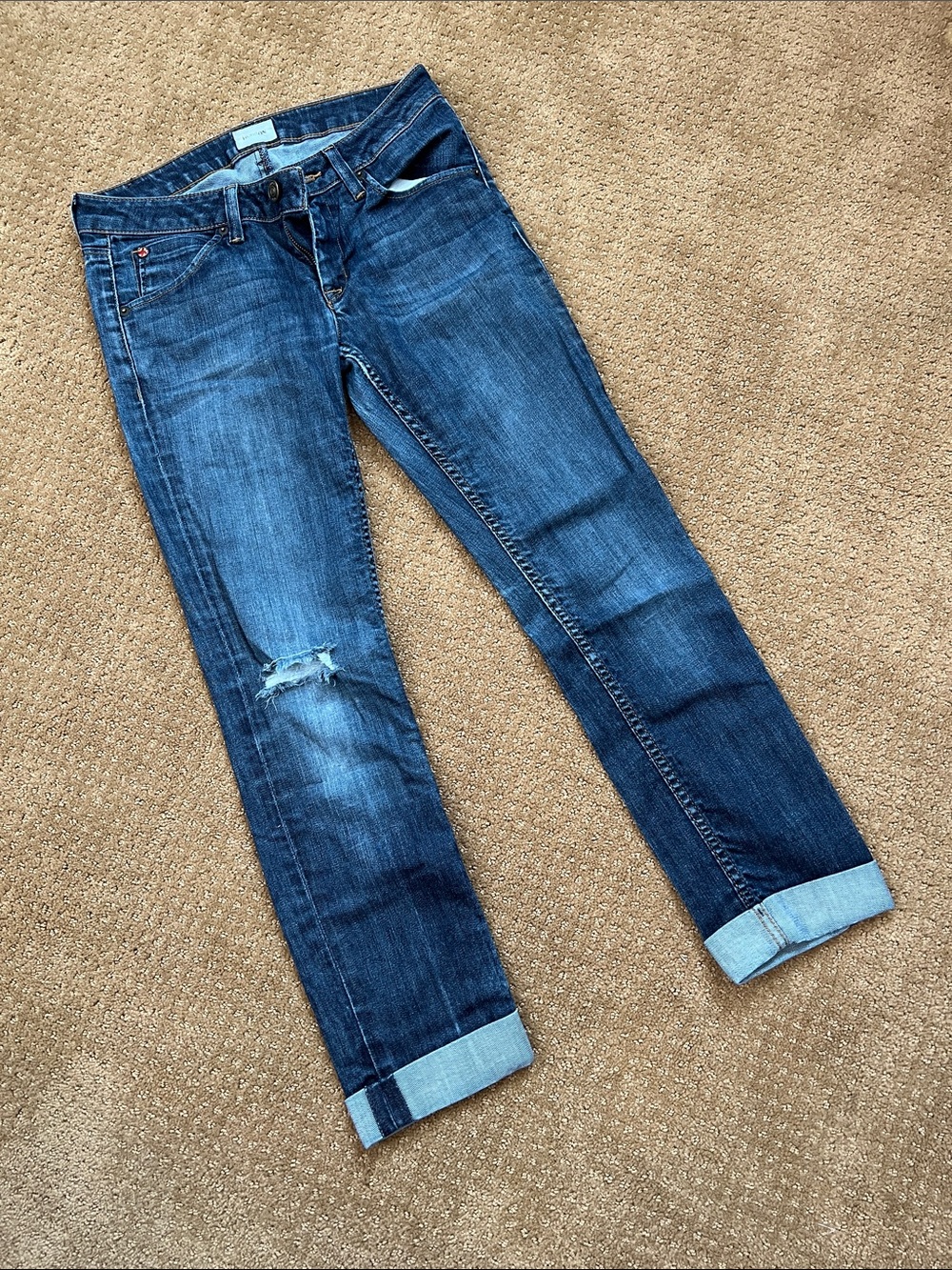 Hudson Jeans Women's Dark Blue Distressed Boyfriend Jeans